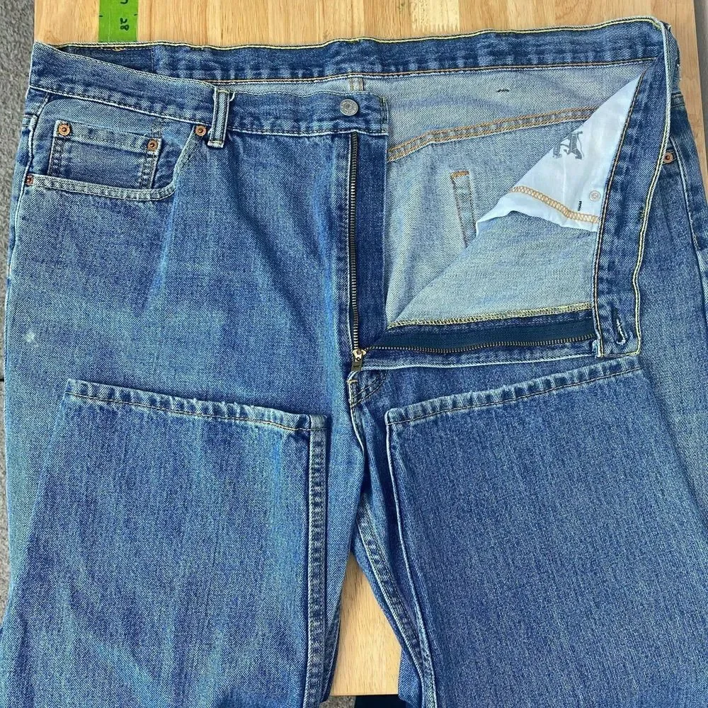 Levis 550 Relaxed Fit‎ Tapered Men's 46 x 30 Medium Wash Blue Jeans Zip
